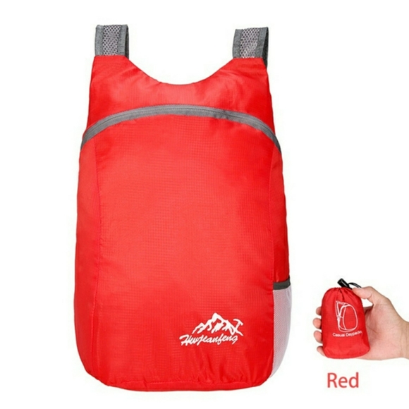 New Red Lightweight Backpack &Storage Pouch